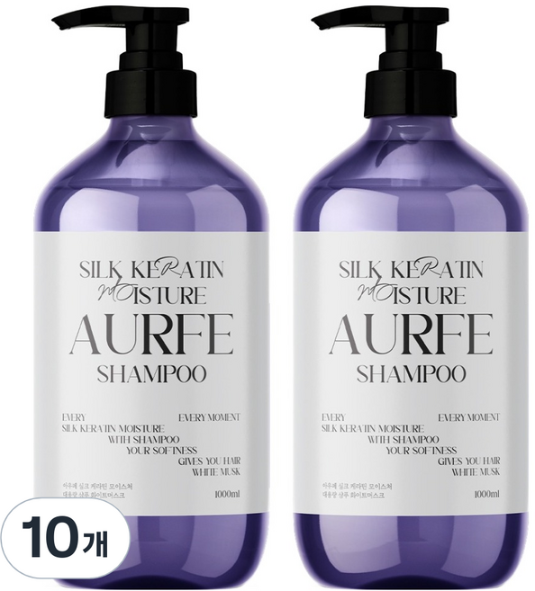 아우페 실크 케라틴 모이스처 샴푸 화이트머스크향, 10개, 1L