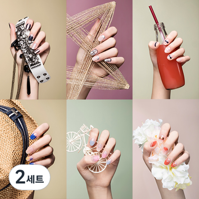 레이디던 UV 젤 네일 스티커 6p + 미니파일 6p, NO 001, NO 002, NO 003, NO 004, NO 005, NO 006, 2세트