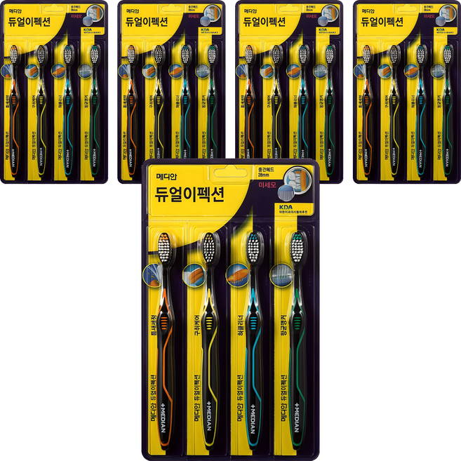메디안 듀얼이펙션 미세모 칫솔, 4개입, 5개