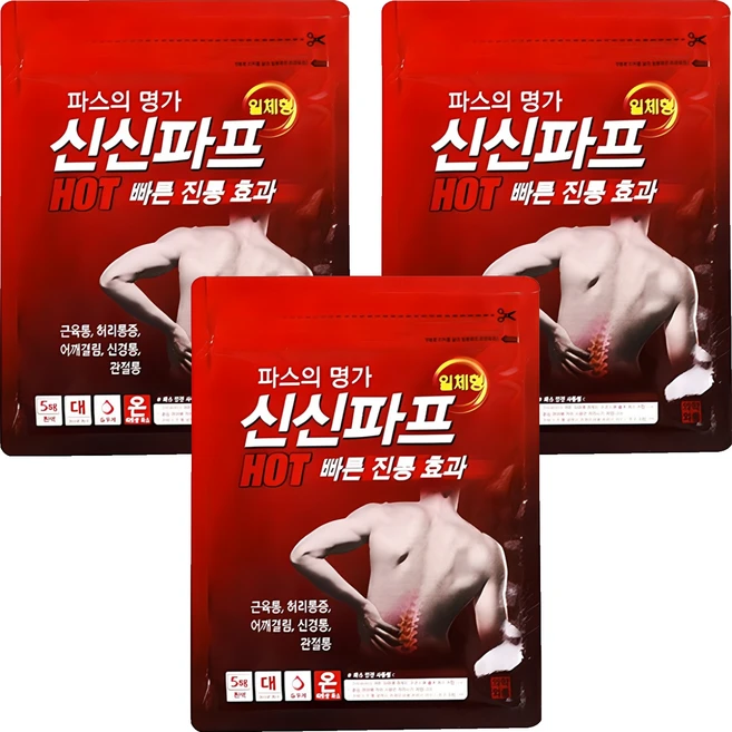 신신파스 신신파프 HOT, 5개입, 3개 - 쿠팡