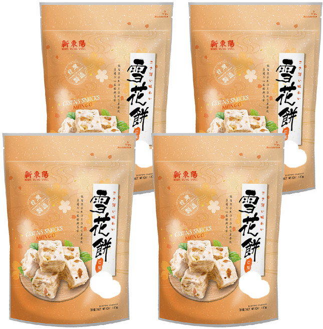 新東陽 雪花餅 芒果, 180g, 4包