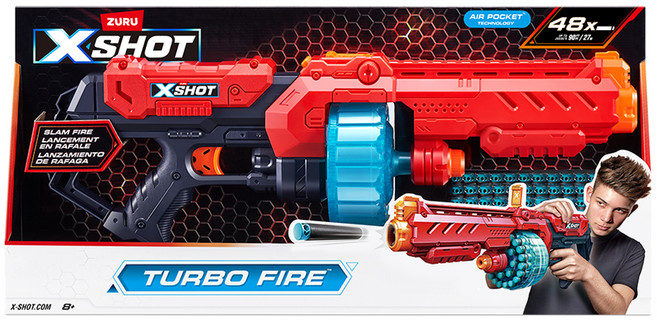 엑스샷 터보파이어 20연발 장난감 총, 혼합색상, 1개