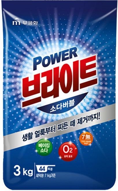 브라이트 파워 소다버블 분말세제, 3kg, 1개