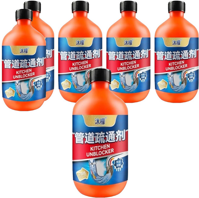 沐檬 管道疏通劑 500ml 快速溶解堵塞物 有效除臭 適用於廚房、浴室等多種管道, 6瓶