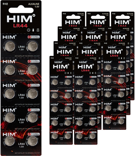 힘 알카라인 코인건전지 LR44, 10개입, 12개