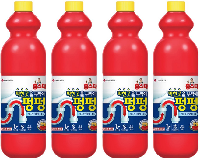 홈스타 막힌곳을 부탁해 펑펑 배수구 세정제, 1L, 4개