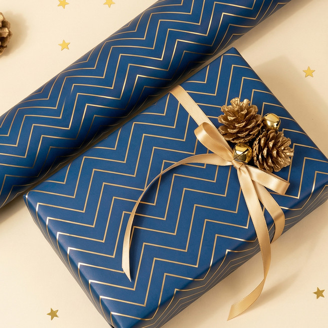 좋은기븐 세브런 종이롤 포장지 10m, 청색, 1개