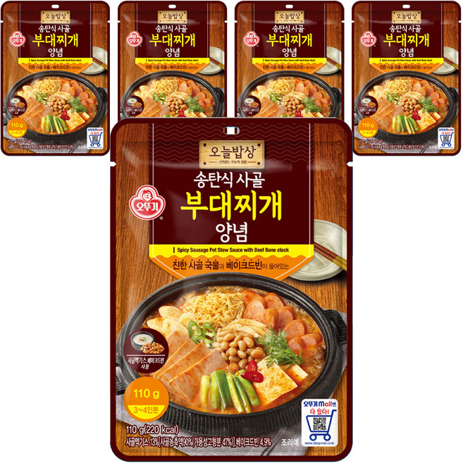 오뚜기 오늘밥상 송탄식 사골 부대찌개 양념, 110g, 5개