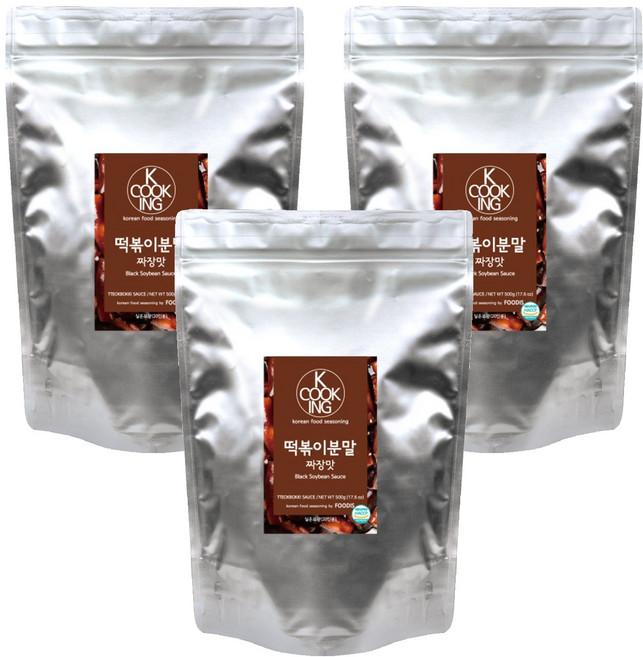 케이쿠킹 떡볶이 분말소스 짜장맛, 500g, 3개