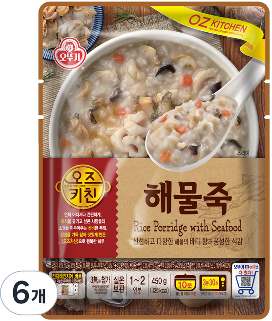 오뚜기 오즈키친 해물죽, 450g, 6개
