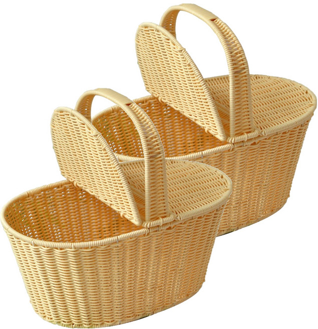 마켓플랜 라탄 피크닉 바구니, 베이지, 2개