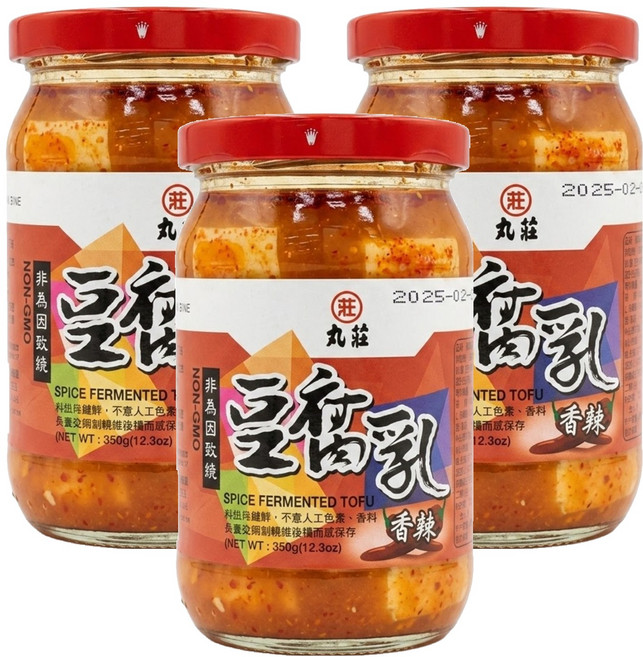 丸莊醬油 香辣豆腐乳 非基因改造, 350g, 3罐