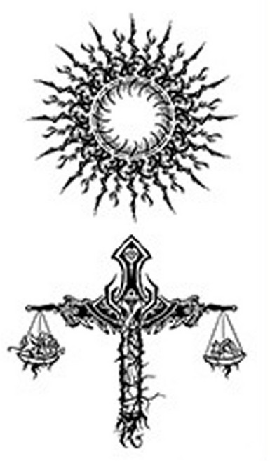 젤루나 반영구 빈티지 레터링 십자가 해골 블랙 할로윈 문신 헤나 타투 스티커, 1개, T-293