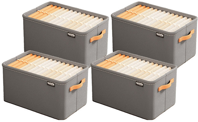 withWIN 부직포 접이식 리빙박스, 그레이, 특대형(48 x 28 x 25 cm), 4개