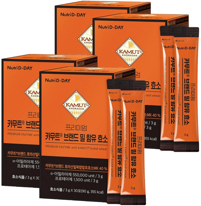 뉴트리디데이 프리미엄 카무트 브랜드 밀 함유 효소, 90g, 4개