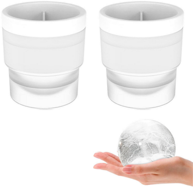 해피무드 위스키 왕얼음틀 아이스볼 메이커, 화이트, 2개