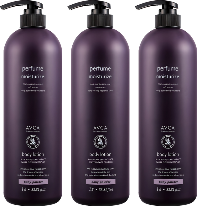 아브카 퍼퓸 대용량 바디로션 베이비파우더향, 1L, 3개