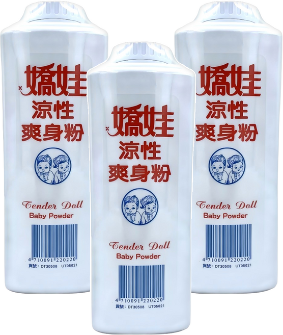 嬌娃 涼性爽身粉, 250g, 3瓶