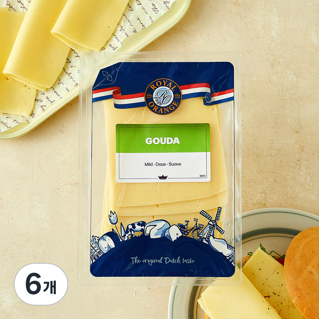 로얄오렌지 고다 치즈 슬라이스, 150g, 6개, 1개입