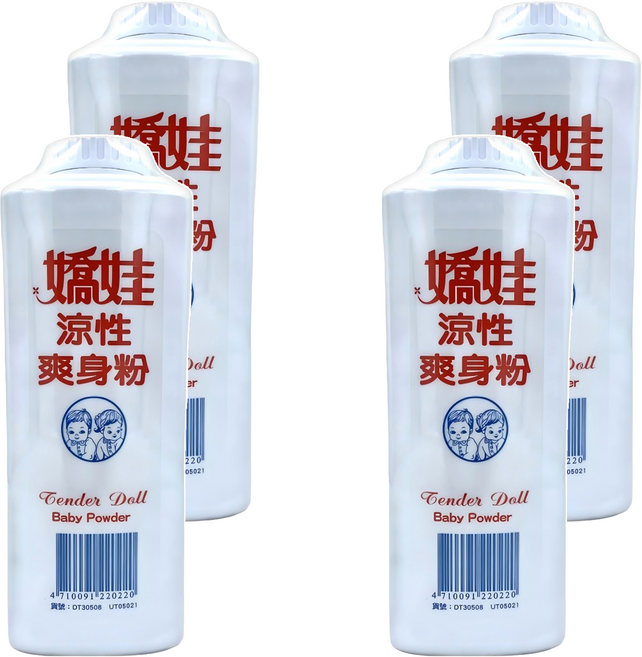 嬌娃 涼性爽身粉, 250g, 4瓶