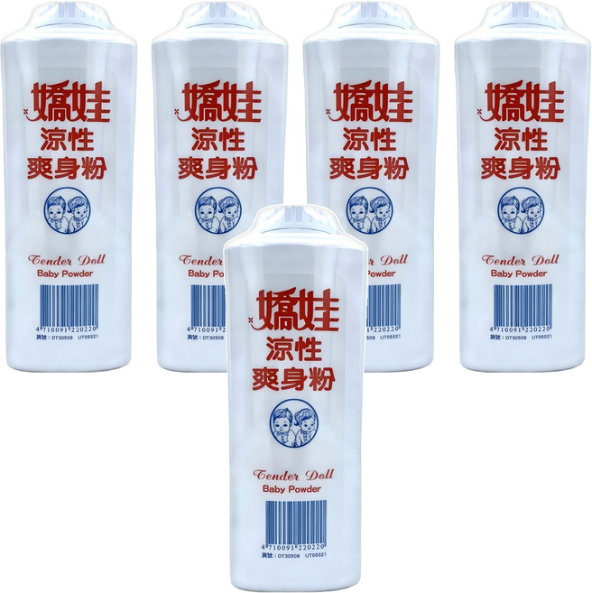 嬌娃 涼性爽身粉, 250g, 5瓶