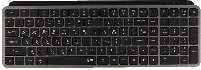 지클릭커 오피스프로 펜타 멀티페어링 저소음 블루투스 105키 무선 키보드, 블랙, WK20, 제조사축