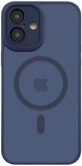 無品牌 手機殼 for iPhone 16 MagSafe 鏡頭全包式 半透磨砂霧面 防摔 藍色