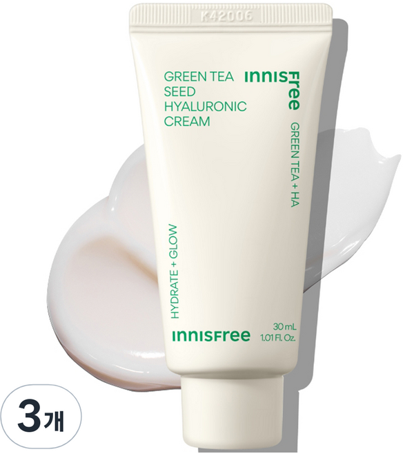 INNISFREE 綠茶籽保濕玻尿酸霜, 30ml, 3個