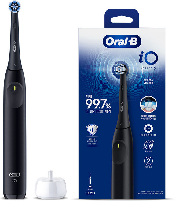 오랄비 iO2 전동칫솔, 블랙, 1개