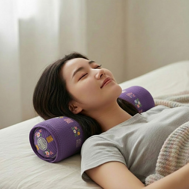 베고자니 피그먼트 편백메밀 목 베개, 보라, 1개