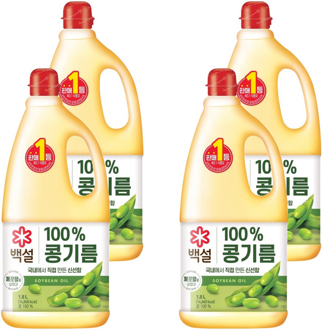 백설 콩기름, 1.8L, 4개