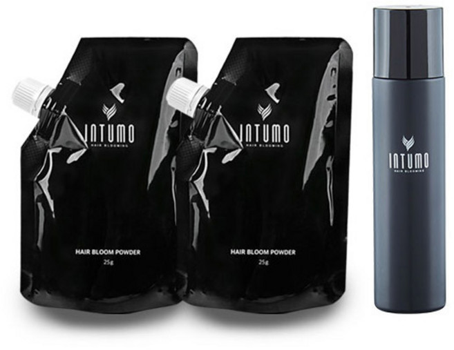 인투모 흑채 헤어블룸 파우더 리필용 25g 2p + 고정 픽서 80ml, 브라운, 1개