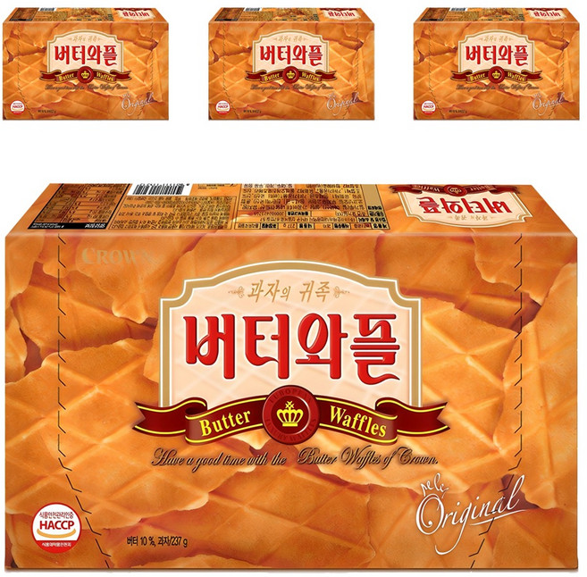 크라운 버터와플, 237g, 4개
