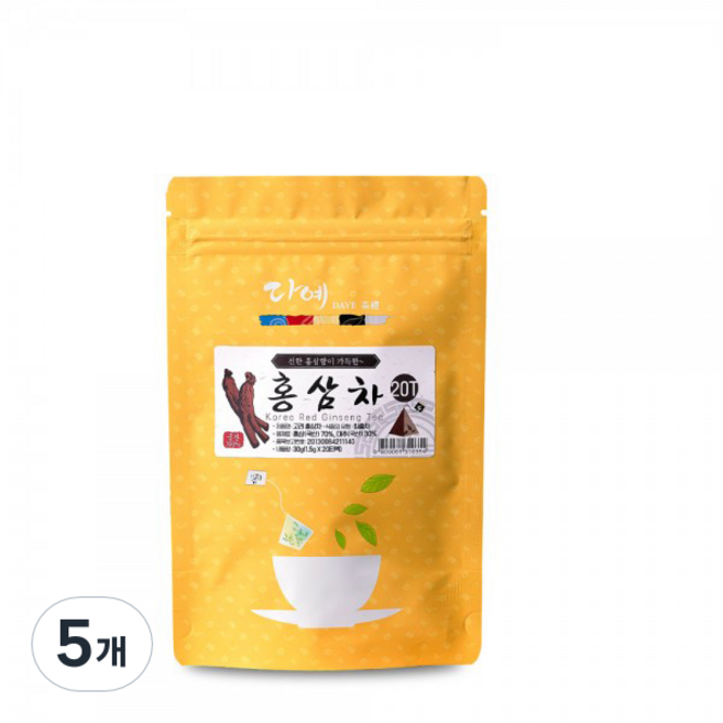다예 6년근 고려 홍삼차, 1.5g, 20개입, 5개