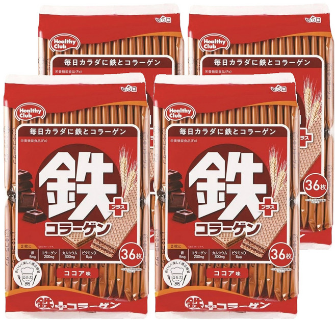 Healthy Club 鐵威化餅乾 可可風味 36包, 4袋, 255.6g