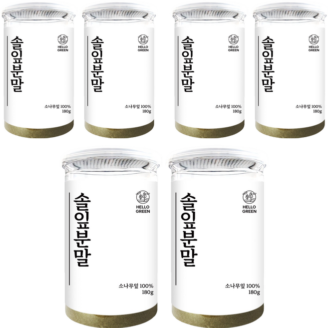 헬로우그린 국산 솔잎 분말 가루, 180g, 6개