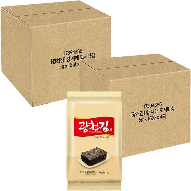 광천김 도시락 김, 5g, 128개