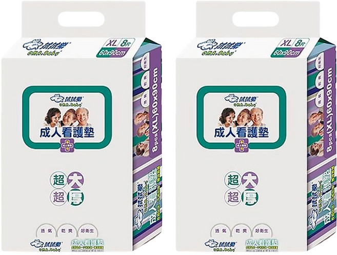 OMA&Baby 拭拭樂 成人看護墊 超大超厚 透氣乾爽好衛生, XL(60 x 90cm), 8片, 2包