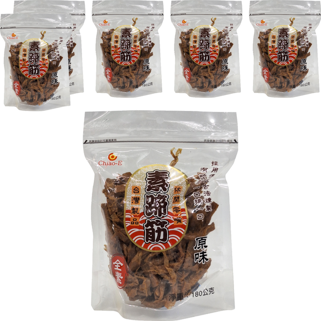 Chiao-E 巧益 豆干 豆乾 素蹄筋 原味 全素, 180g, 6包