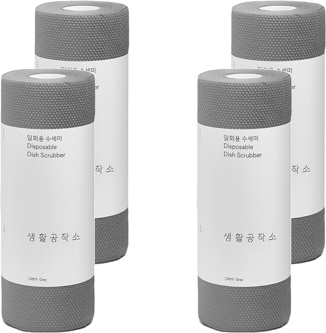 생활공작소 일회용 수세미, 그레이, 60개입, 4개