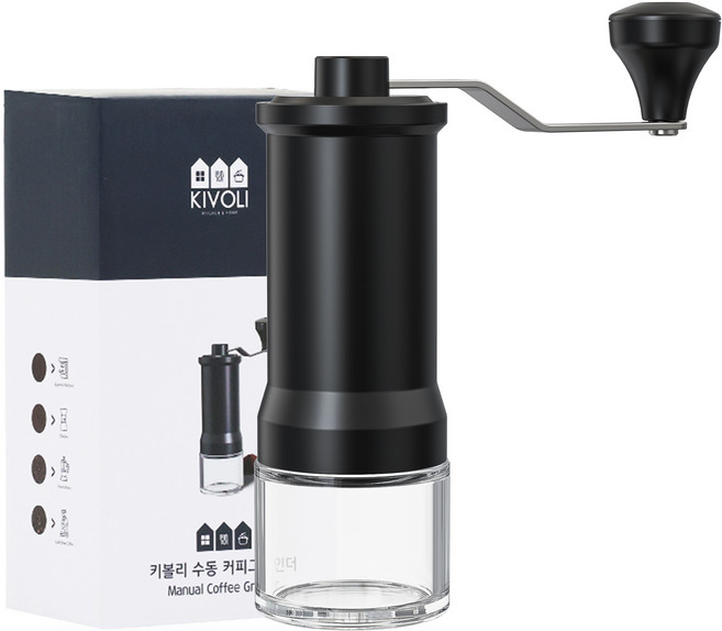 키볼리 수동 세라믹 원두 커피그라인더, 매트블랙, 1개