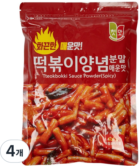첫맛 떡볶이 양념분말 매운맛, 500g, 4개