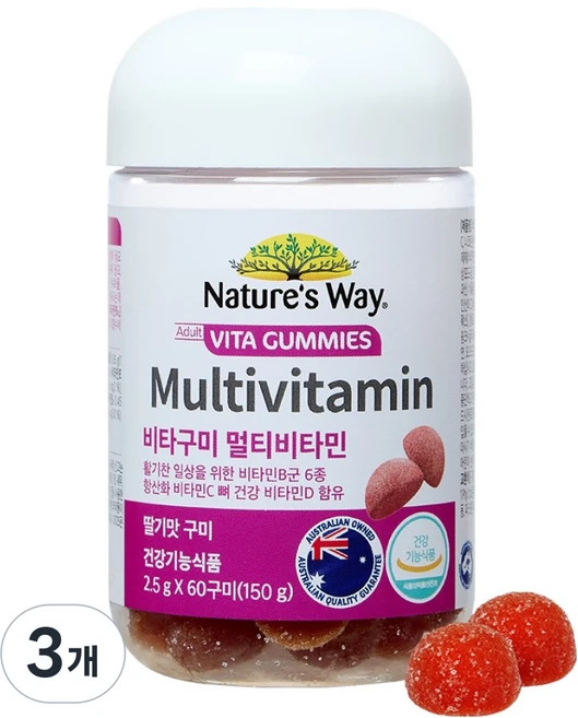 네이처스웨이 비타구미 멀티비타민 딸기맛 150g, 60정, 3개 - 쿠팡