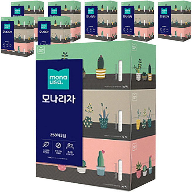 모나리자 천연펄프 미용티슈 2겹, 24개, 250매