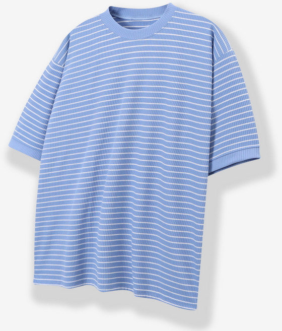 제이에이치스타일 남성용 세미오버핏 아이스 스트라이프 니트 반팔 티셔츠 MAMROK678