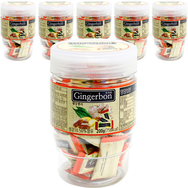 진저본 생강 츄잉 젤리 컵홀더, 200g, 6개