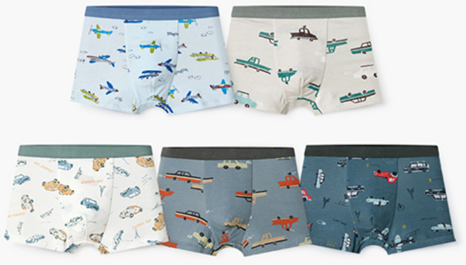 유니프랜드 남아용 드로잉카 사각 드로즈 5종 세트