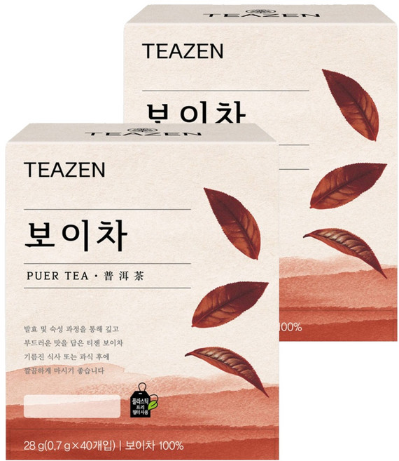 티젠 보이차, 700mg, 40개입, 2개