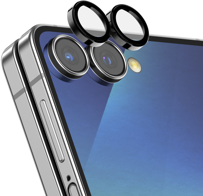 케이엠디자인 빛 번짐 방지 강화유리 메탈링 카메라 렌즈 보호필름 블랙 세트, 1세트