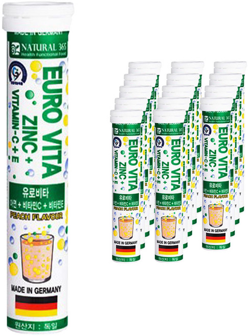 내츄럴365 유로비타 아연 + 비타민C + 비타민E 복숭아맛, 20정, 15개